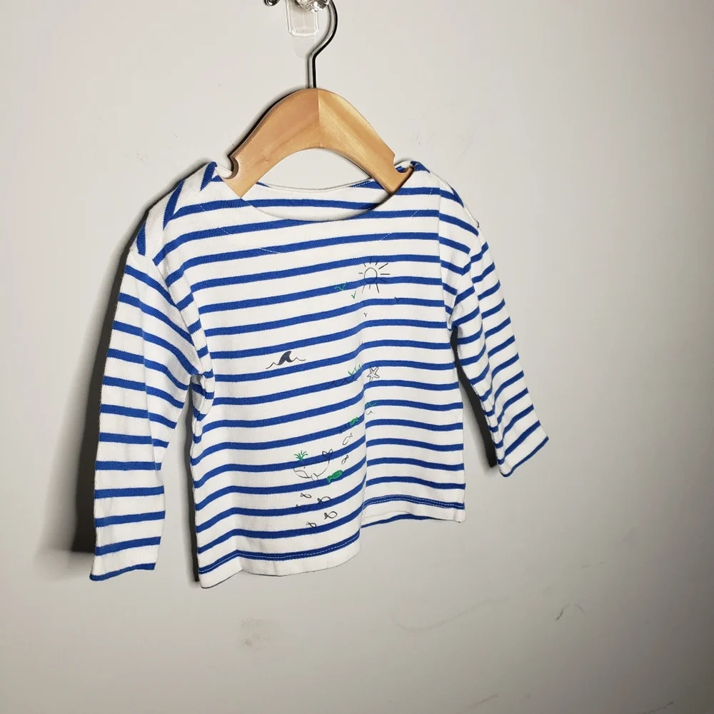 NWT Gymboree 12-18 Monthd Bsby Blue Striped Nautical Ocean Long Sleeve Top